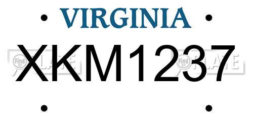 XKM1237 Virginia License Plate