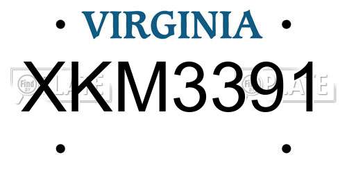 XKM3391 Virginia License Plate