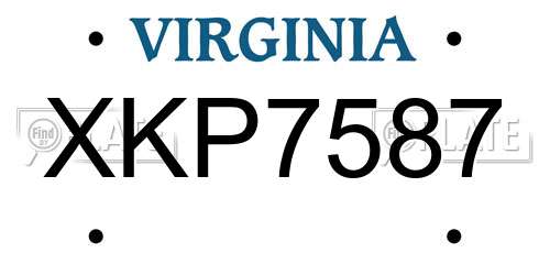 XKP7587 Virginia License Plate