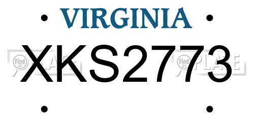 XKS2773 Virginia License Plate