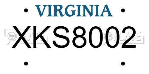 XKS8002 Virginia License Plate