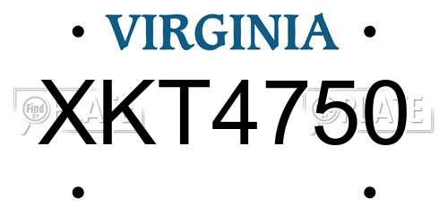 XKT4750 Virginia License Plate