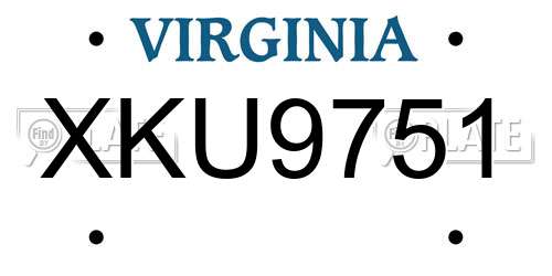 XKU9751 Virginia License Plate