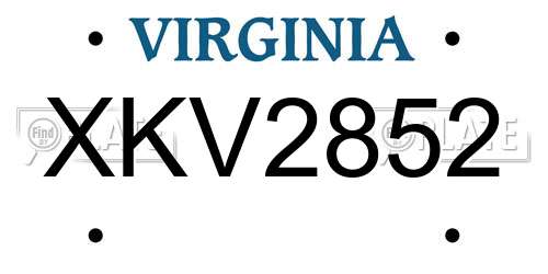 XKV2852 Virginia License Plate