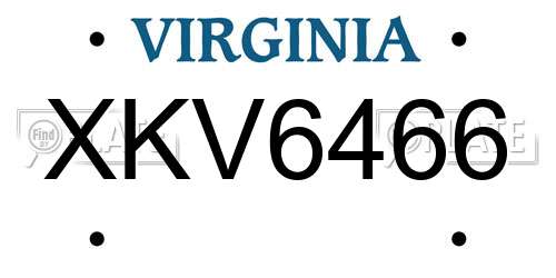 XKV6466 Virginia License Plate