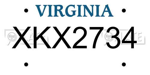 XKX2734 Virginia License Plate