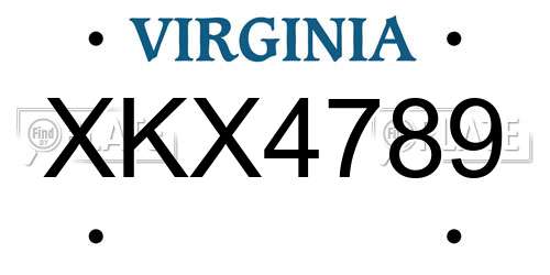 XKX4789 Virginia License Plate