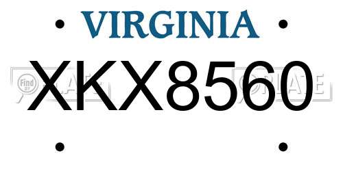 XKX8560 Virginia License Plate