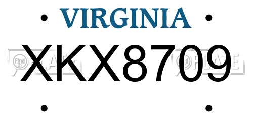 XKX8709 Virginia License Plate