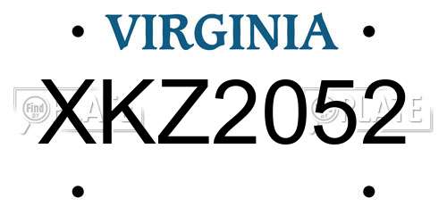 XKZ2052 Virginia License Plate