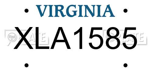 XLA1585 Virginia License Plate