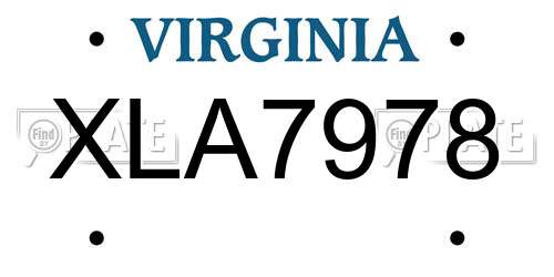 XLA7978 Virginia License Plate