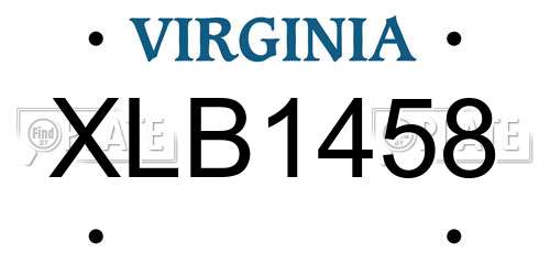 XLB1458 Virginia License Plate