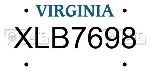 XLB7698 Virginia License Plate