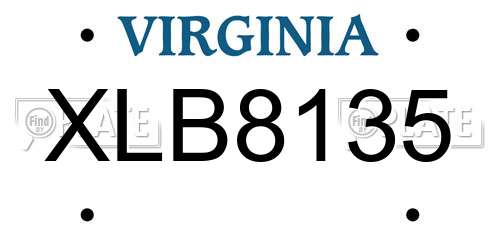 XLB8135 Virginia License Plate