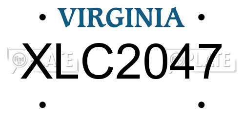 XLC2047 Virginia License Plate