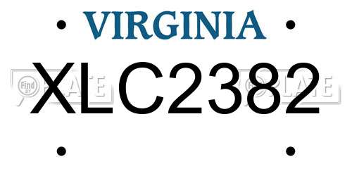XLC2382 Virginia License Plate