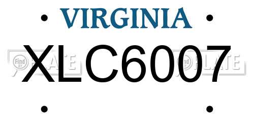XLC6007 Virginia License Plate