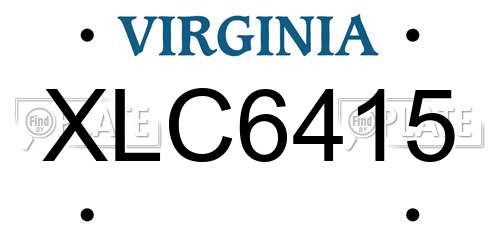 XLC6415 Virginia License Plate