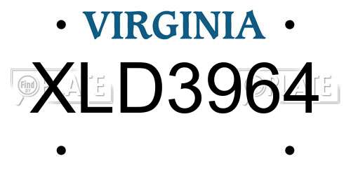 XLD3964 Virginia License Plate