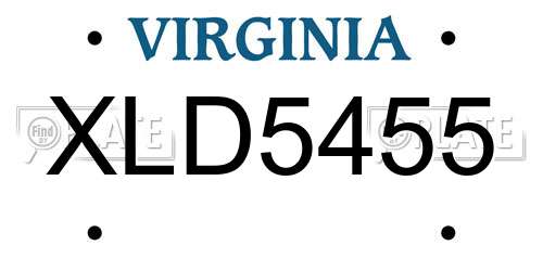 XLD5455 Virginia License Plate