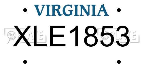 XLE1853 Virginia License Plate
