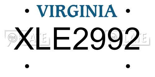 XLE2992 Virginia License Plate
