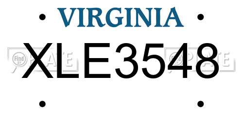 XLE3548 Virginia License Plate