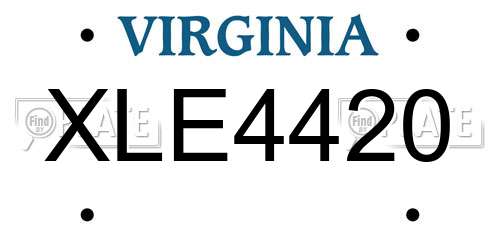 XLE4420 Virginia License Plate