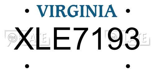 XLE7193 Virginia License Plate