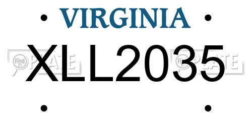 XLL2035 Virginia License Plate