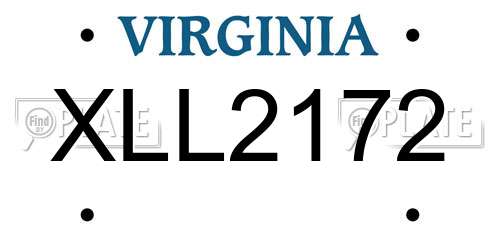 XLL2172 Virginia License Plate