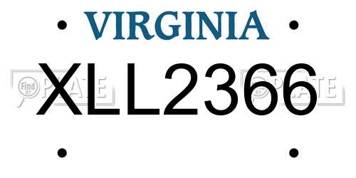 XLL2366 Virginia License Plate