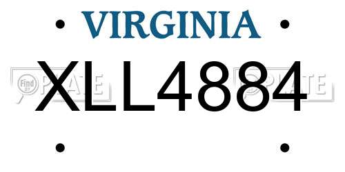 XLL4884 Virginia License Plate