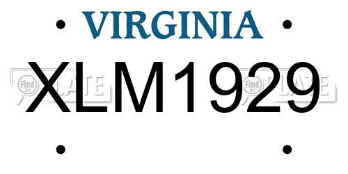 XLM1929 Virginia License Plate