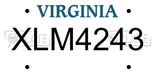 XLM4243 Virginia License Plate