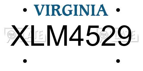 XLM4529 Virginia License Plate