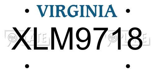 XLM9718 Virginia License Plate