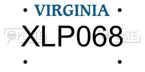 XLP068 Virginia License Plate