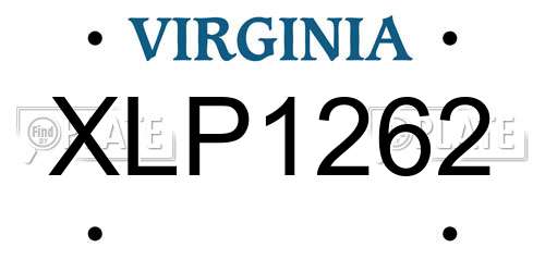 XLP1262 Virginia License Plate