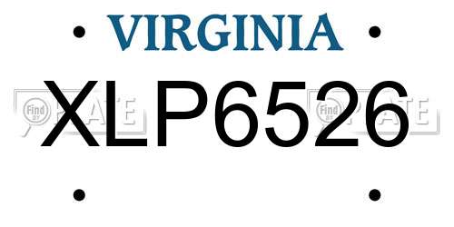 XLP6526 Virginia License Plate
