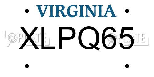 XLPQ65 Virginia License Plate