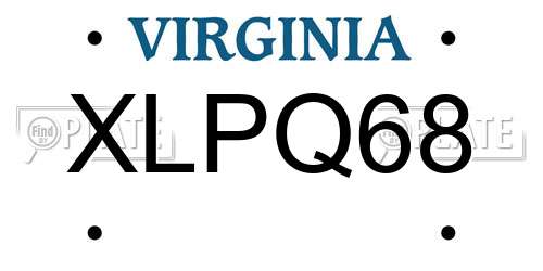 XLPQ68 Virginia License Plate