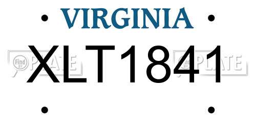 XLT1841 Virginia License Plate
