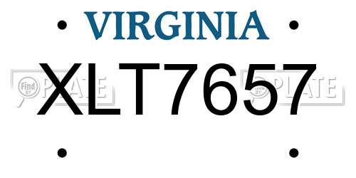 XLT7657 Virginia License Plate