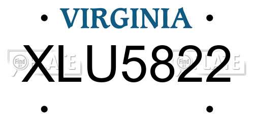 XLU5822 Virginia License Plate