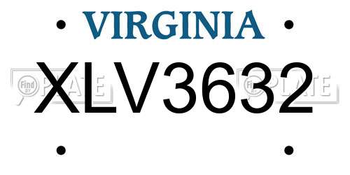 XLV3632 Virginia License Plate