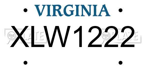 XLW1222 Virginia License Plate