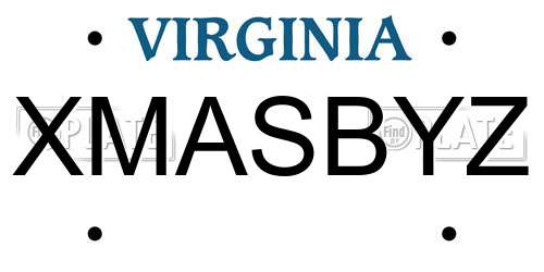 XMASBYZ Virginia License Plate