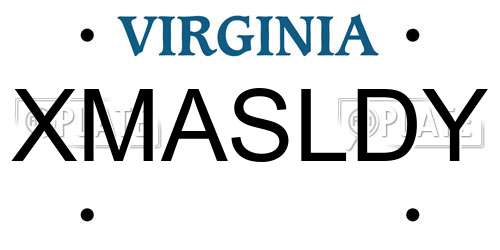 XMASLDY Virginia License Plate
